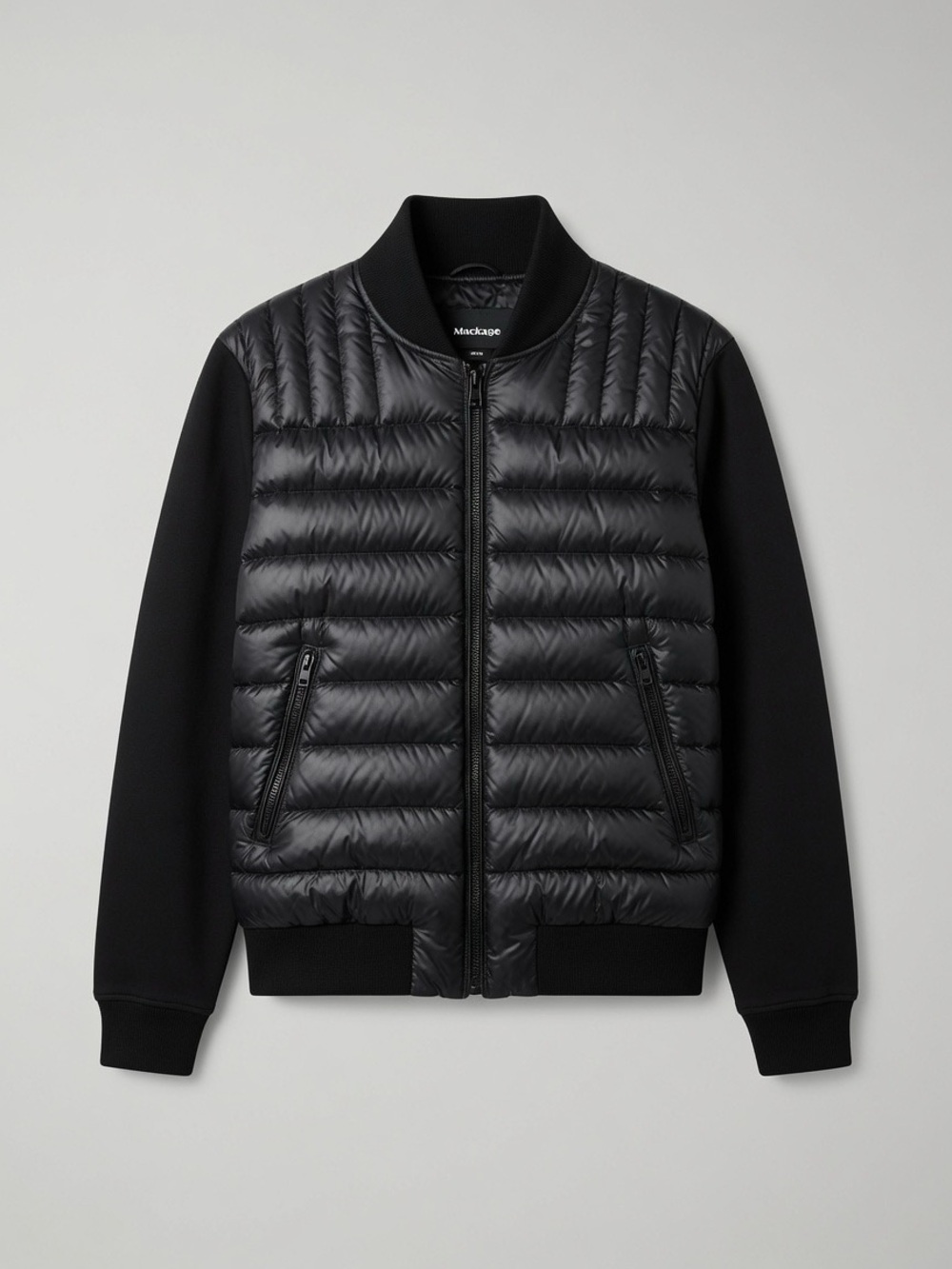 Mackage Black Quilted-Panel Bomber Jacket
